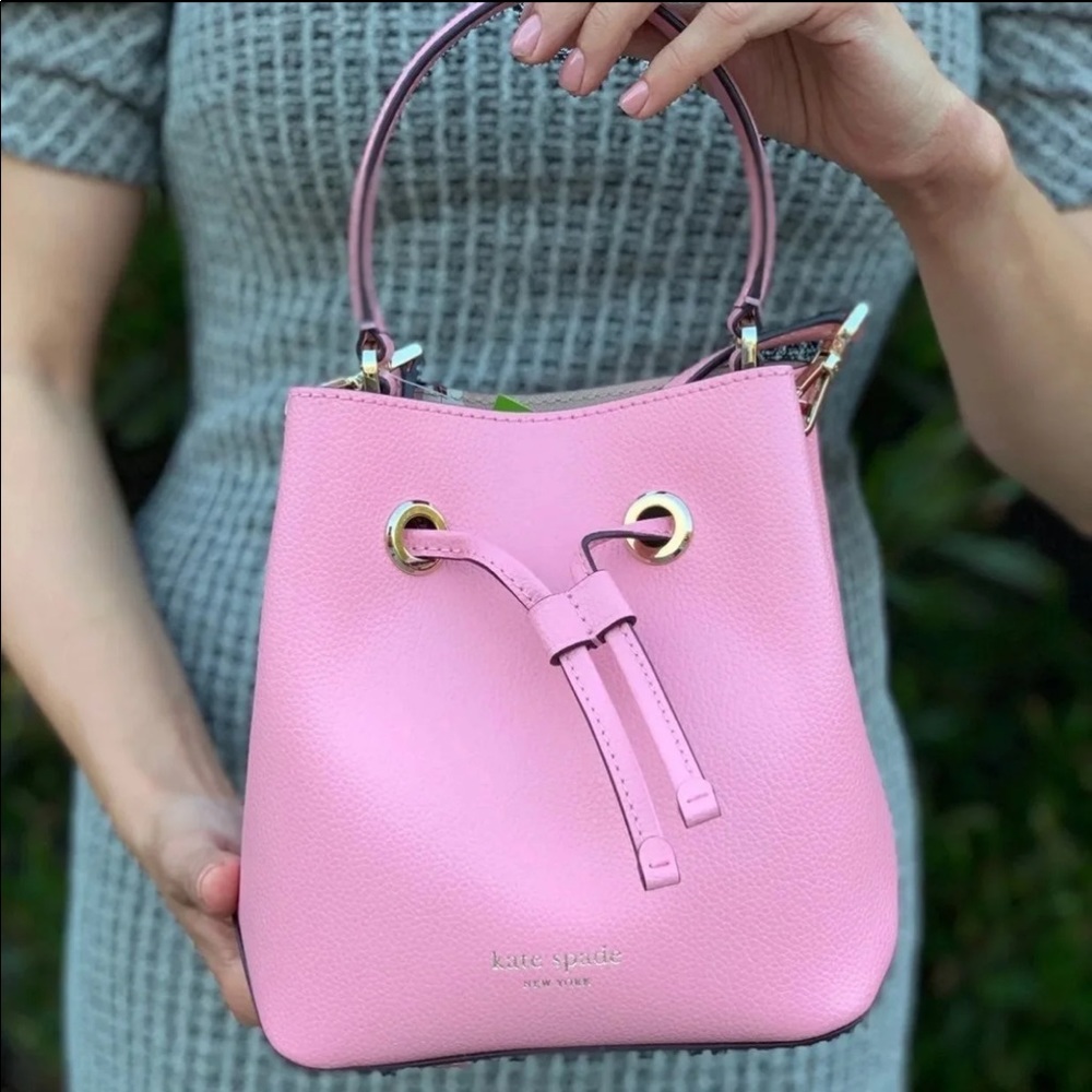 Kate Spade Pink Leather Bucket Crossbody Purse - Picture 3 of 12